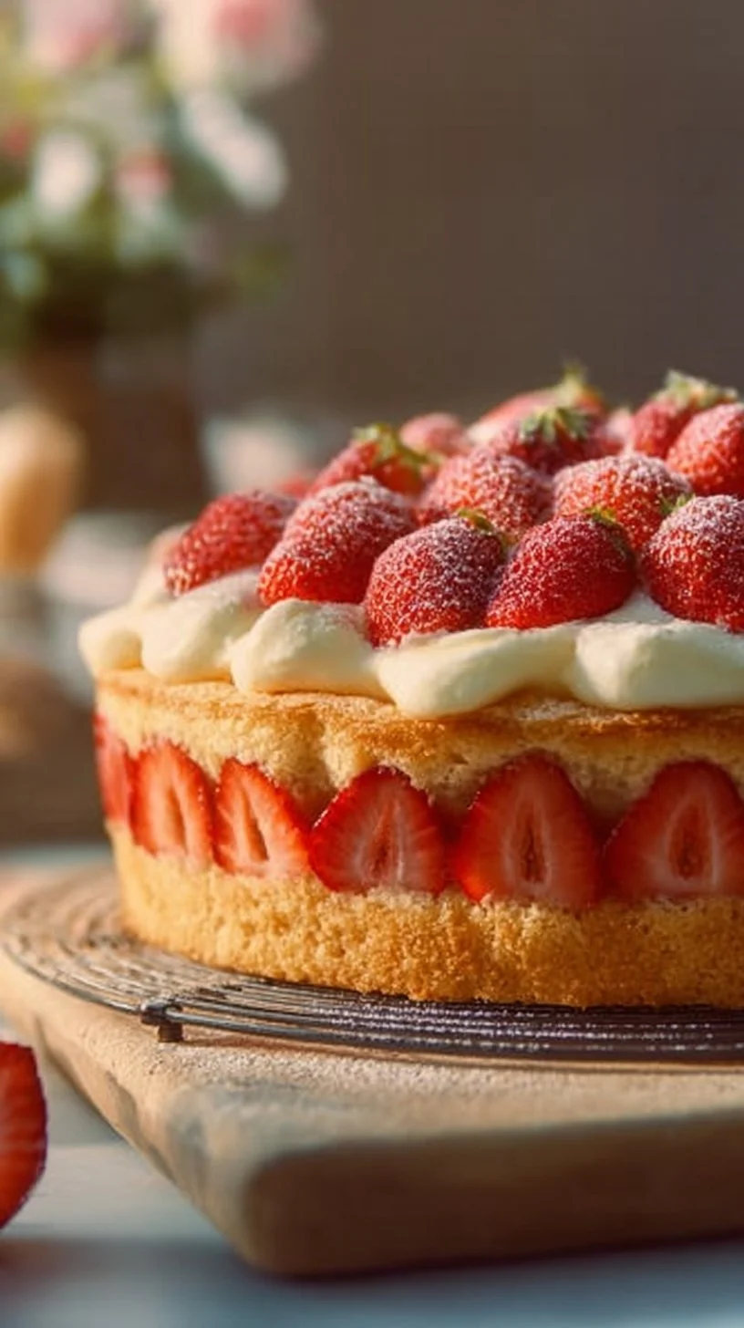 Erdbeerkuchen mit Vanillepudding