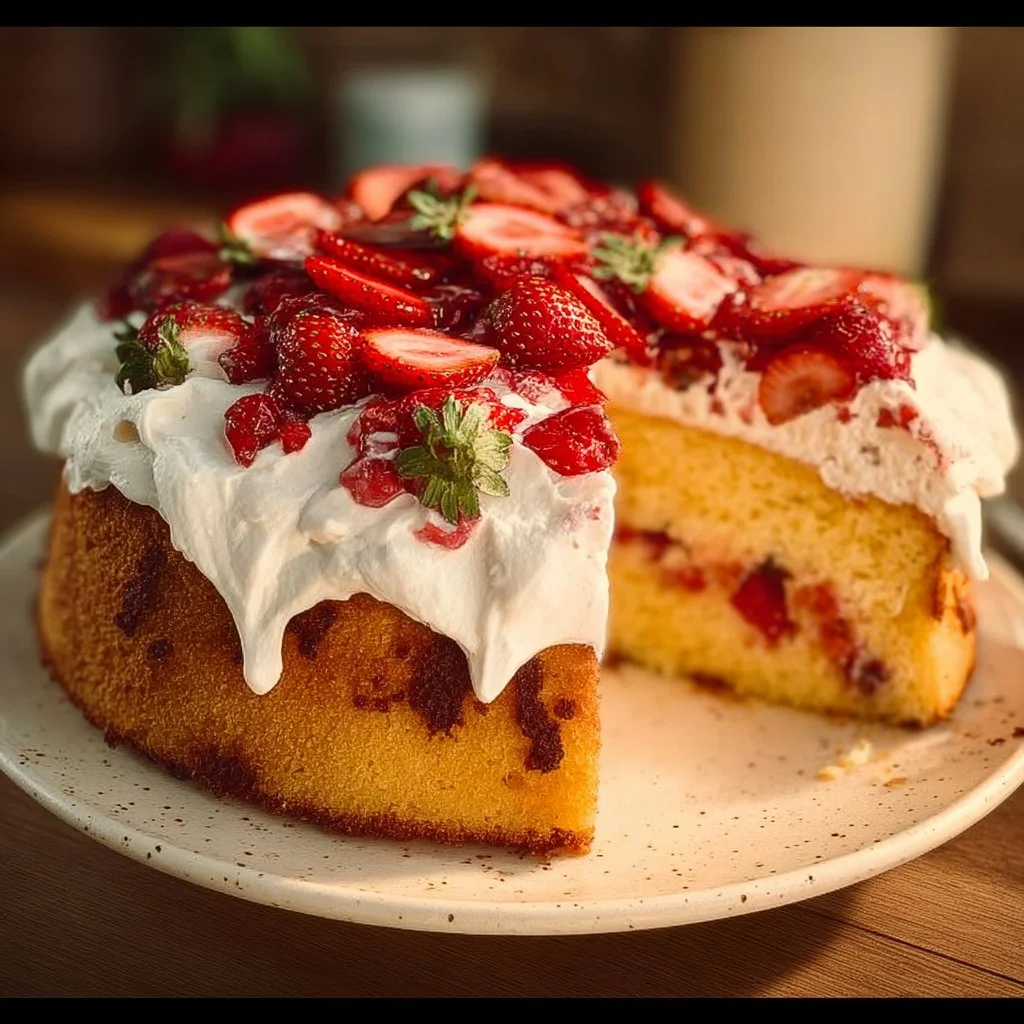 Fantakuchen mit Erdbeeren und Joghurtcreme