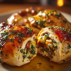 Gefüllte Hühnerbrüste mit frischem Gemüse und Kräutern