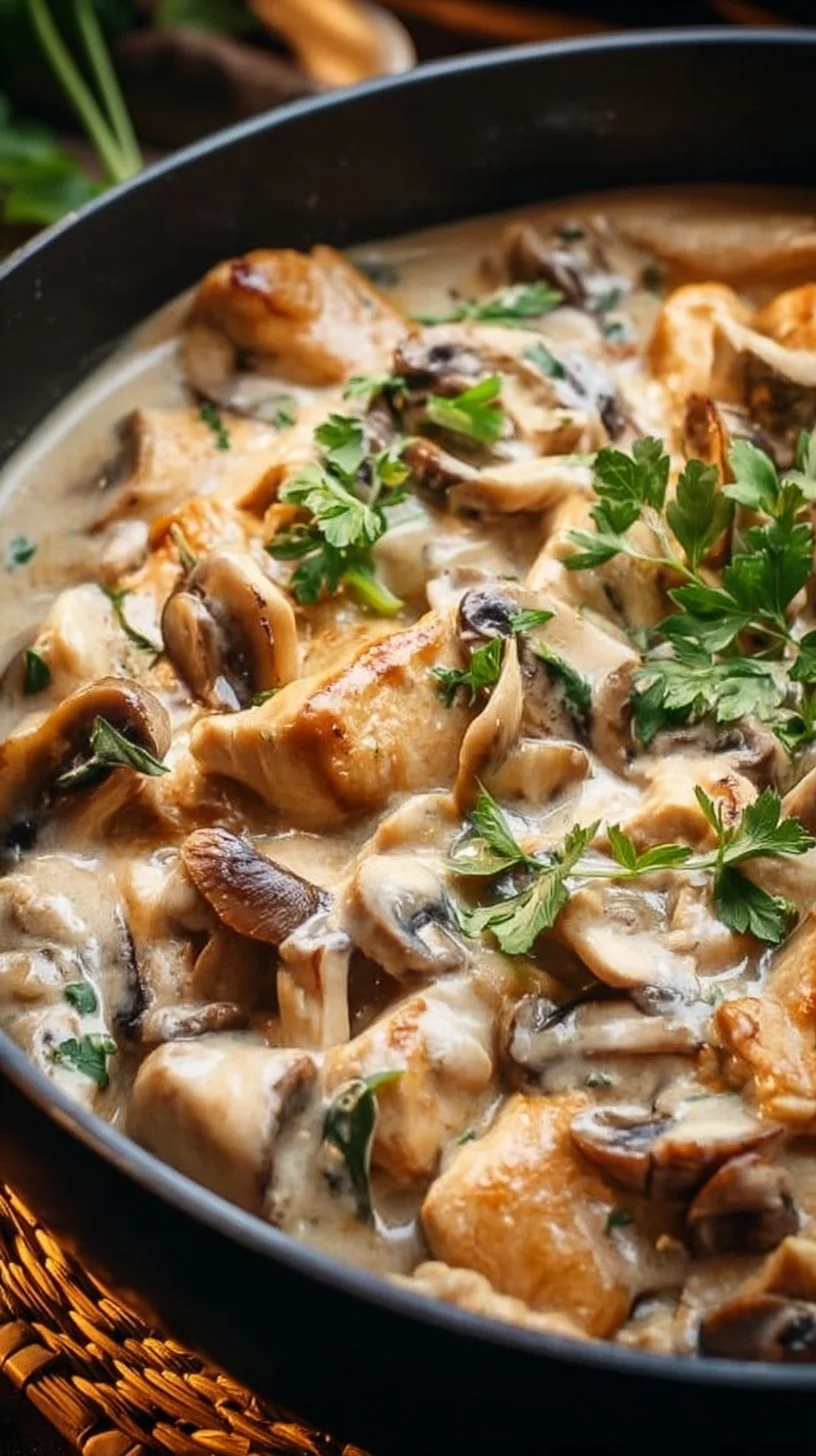 Geschnetzeltes mit Hähnchen in Rahmsoße