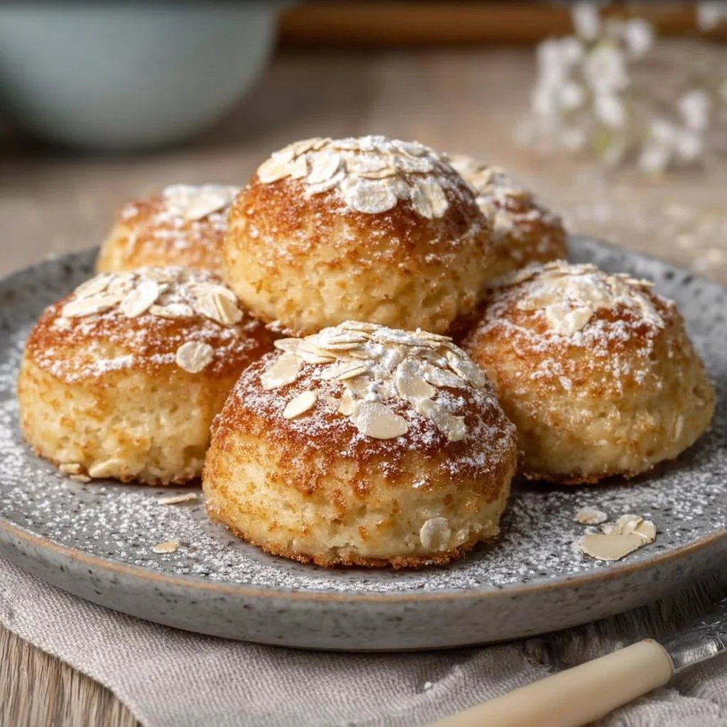 Gesunde Quark-Taler mit Haferflocken auf einem Teller
