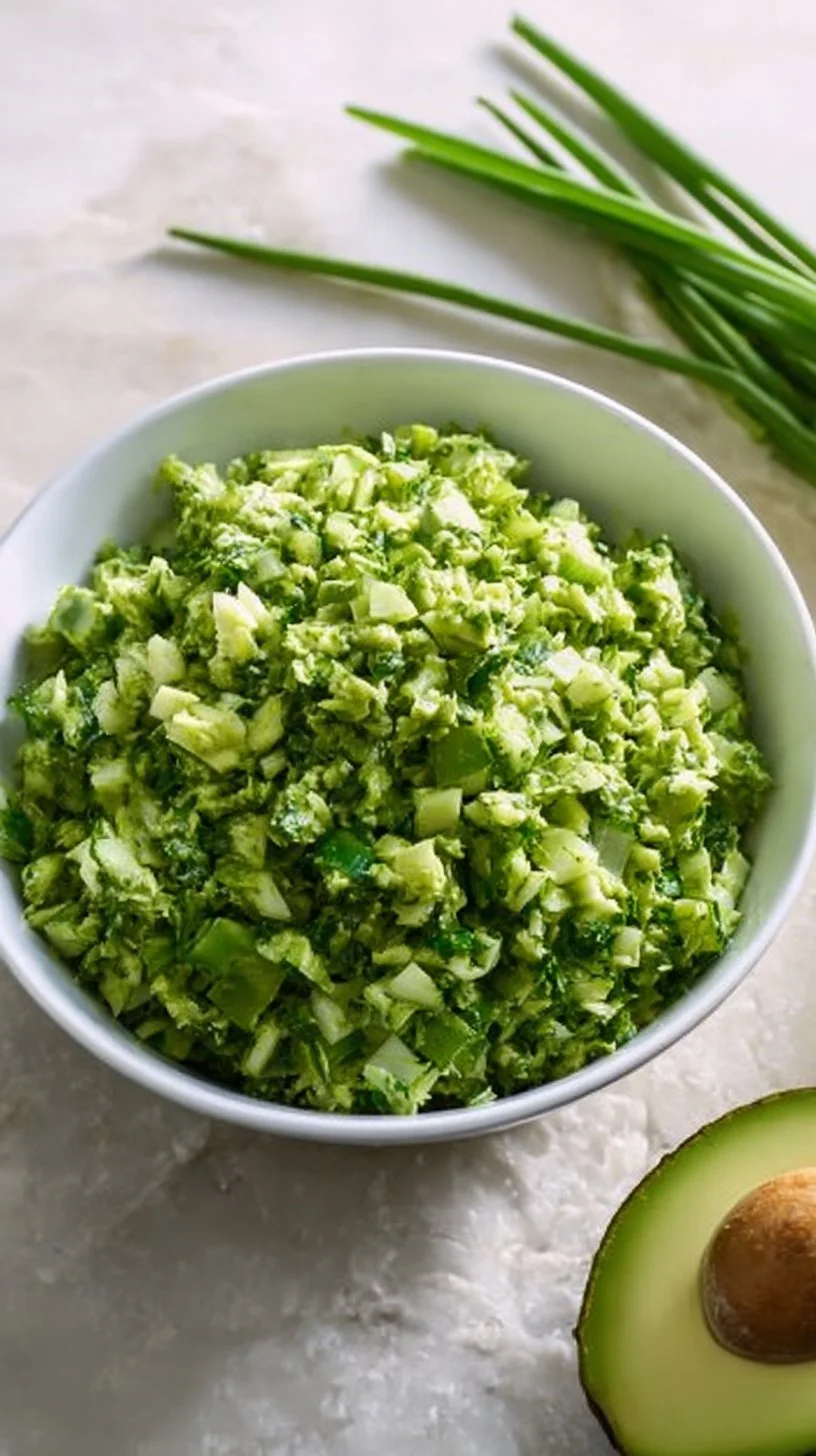 Schmackhafter Grüner Göttin Salat auf einem farbenfrohen Teller