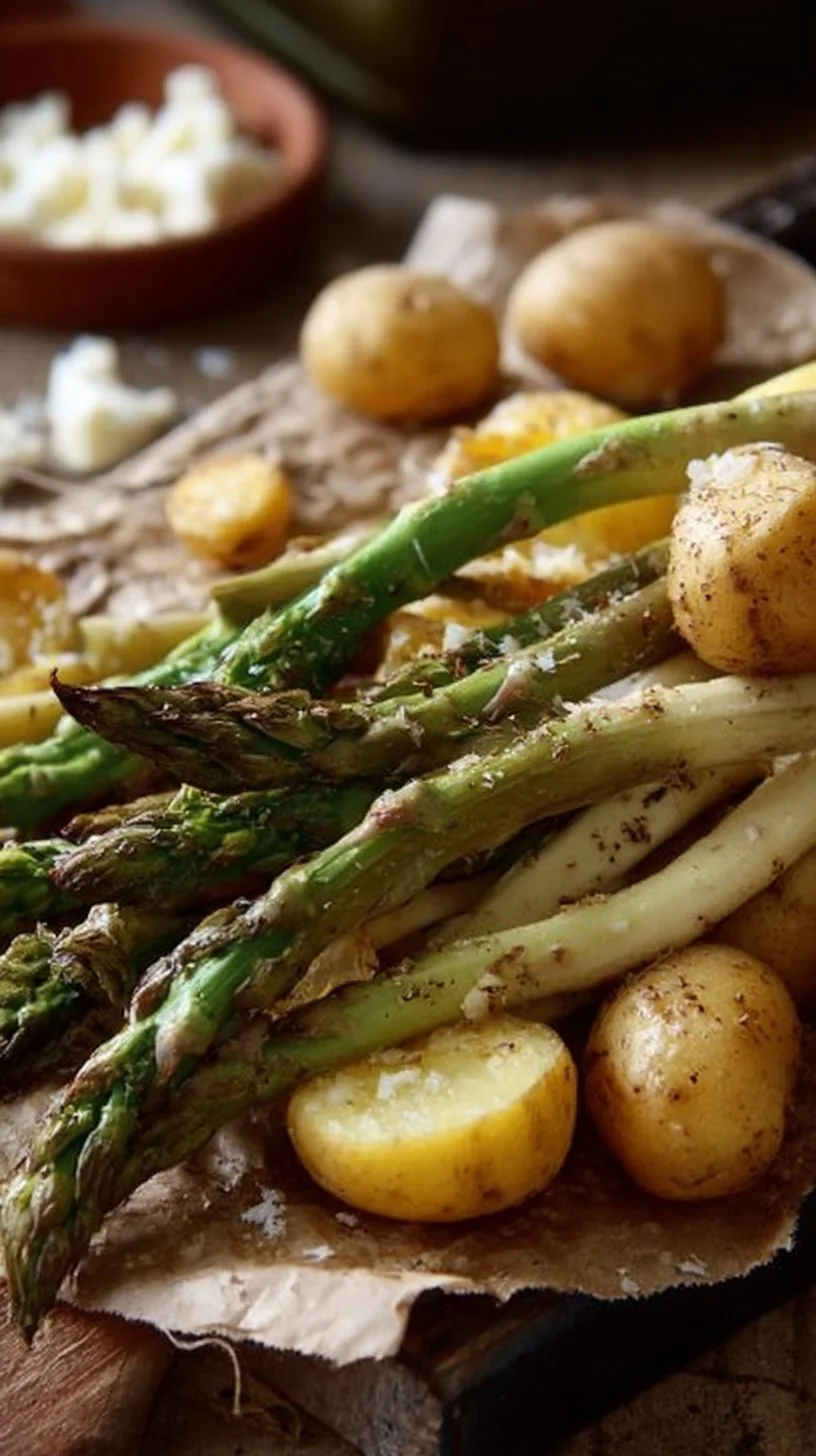 Grüner Spargel mit Kartoffeln