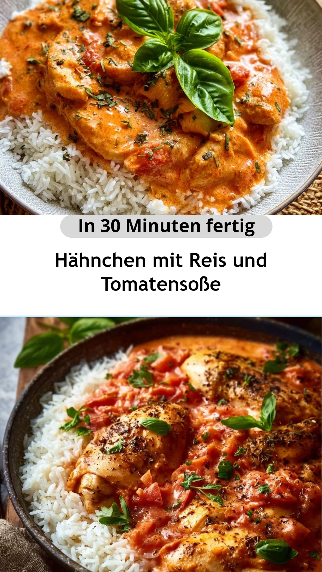 Hähnchen mit Reis und Tomatensoße