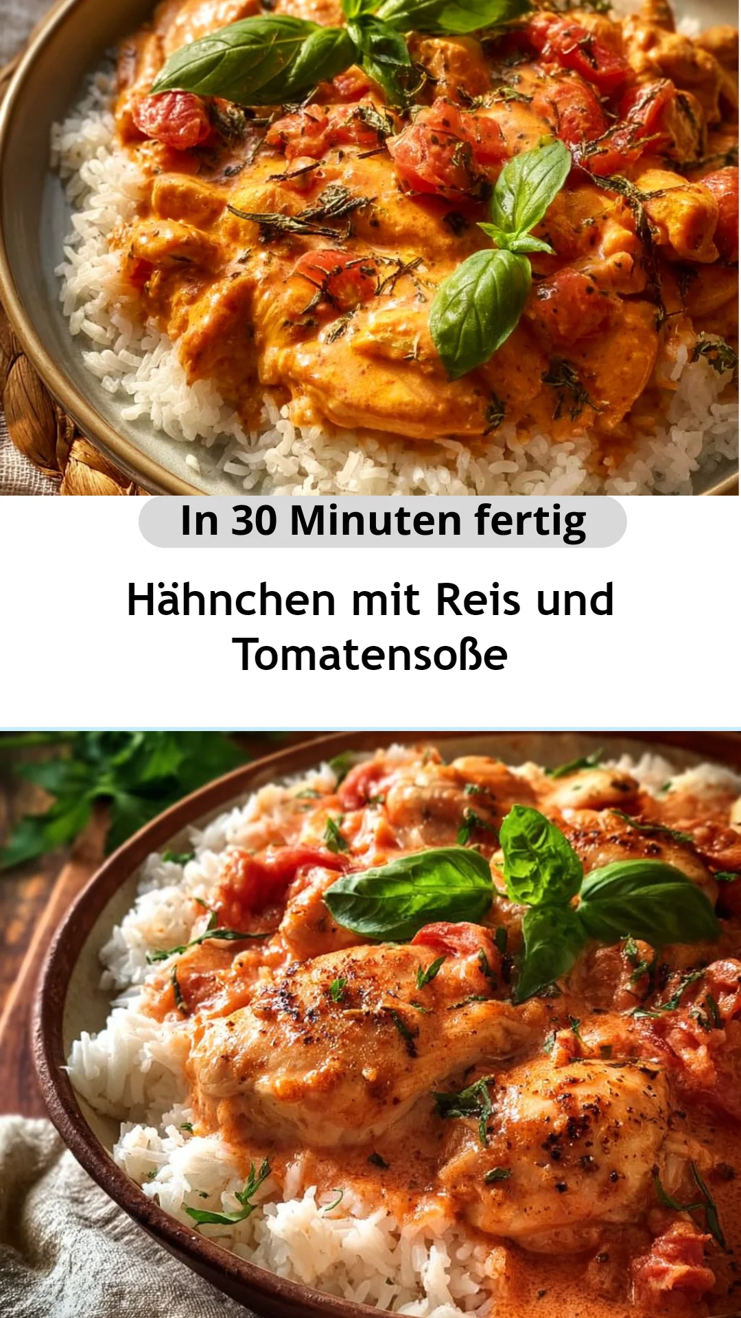 Hähnchen mit Reis und Tomatensoße