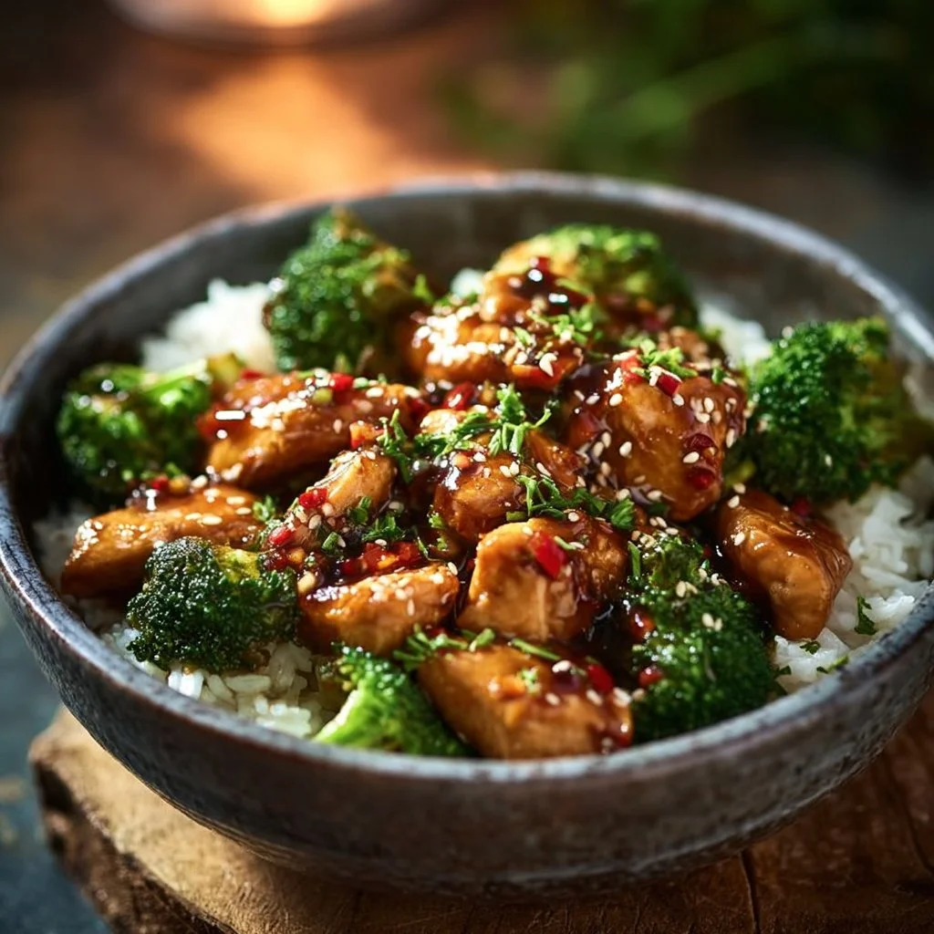 Hähnchen-Teriyaki mit Brokkoli und Reis