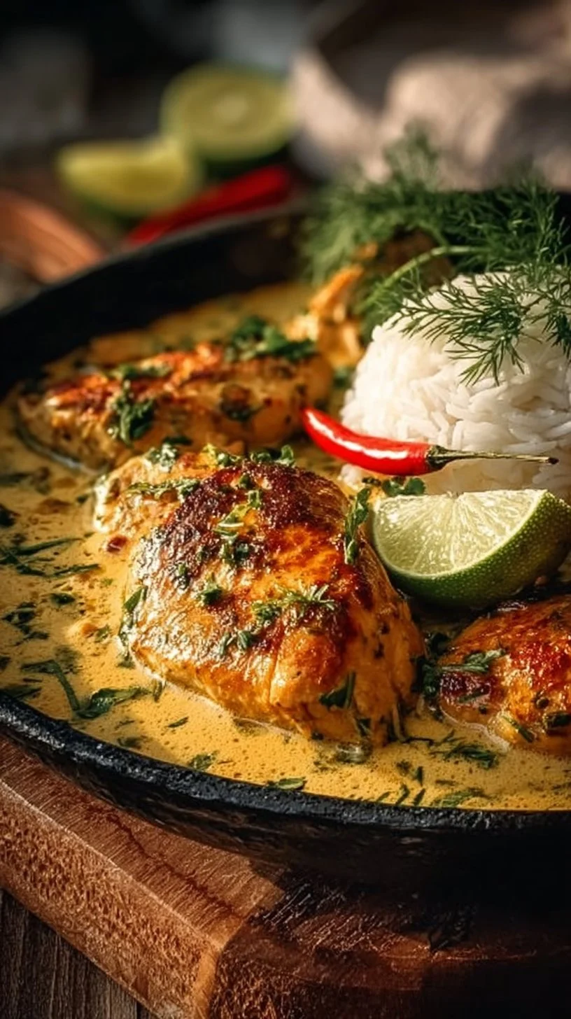 Hähnchenbrust in cremiger Kokos-Limetten-Sauce