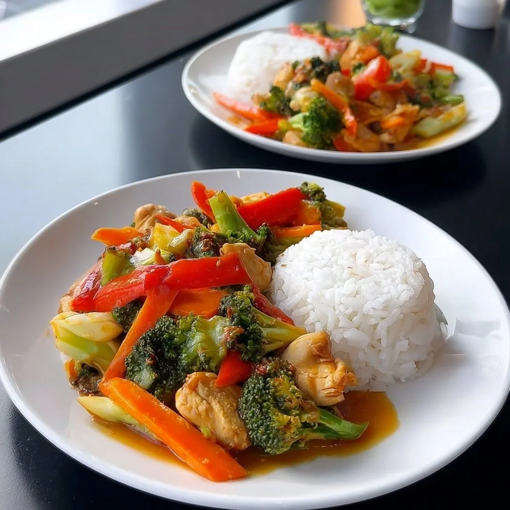 Leckere Hähnchenpfanne mit buntem Gemüse und Gewürzen