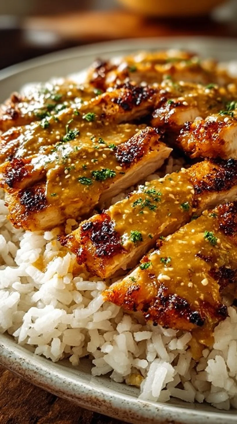 Honig Senf Hähnchen mit Reis