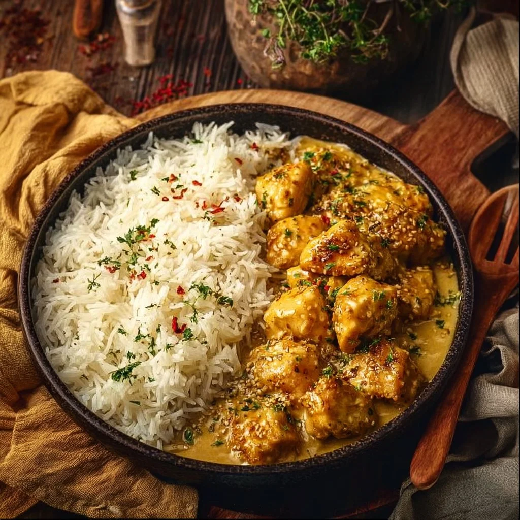 Honig Senf Hähnchen mit Reis – Einfach