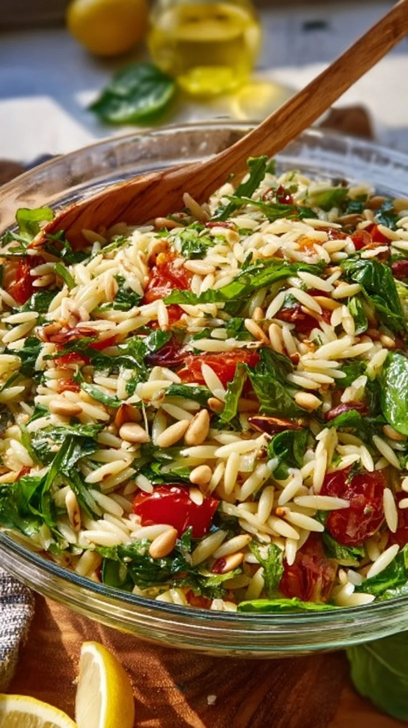 Italienischer Orzo Salat mit frischen Zutaten und Aromen