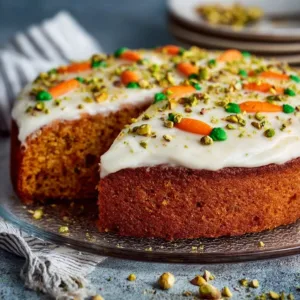 Saftiger Karottenkuchen mit frischen Karotten und Gewürzen