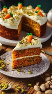 Saftiger Karottenkuchen mit frischen Karotten und Nüssen