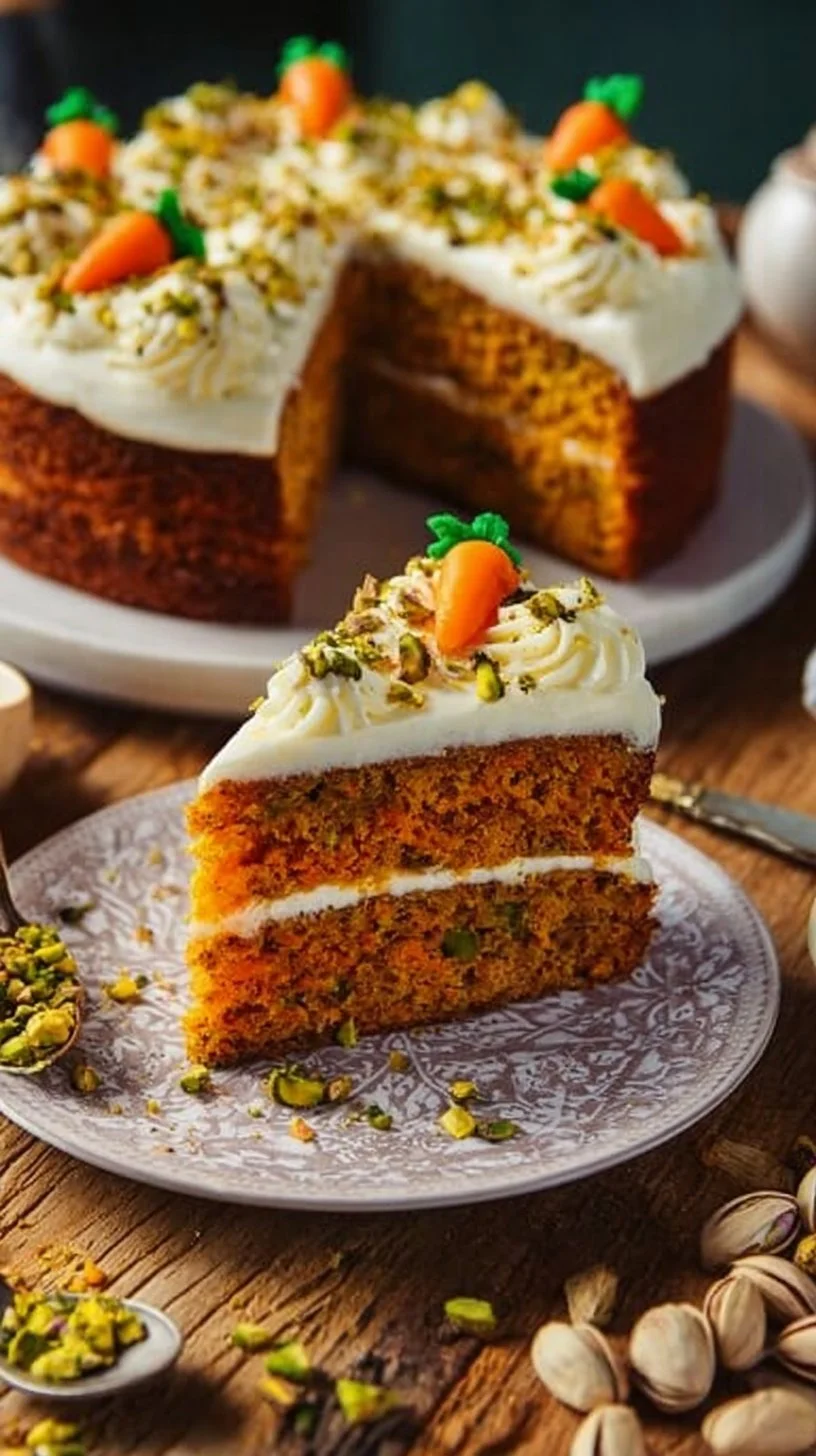 Saftiger Karottenkuchen mit frischen Karotten und Nüssen