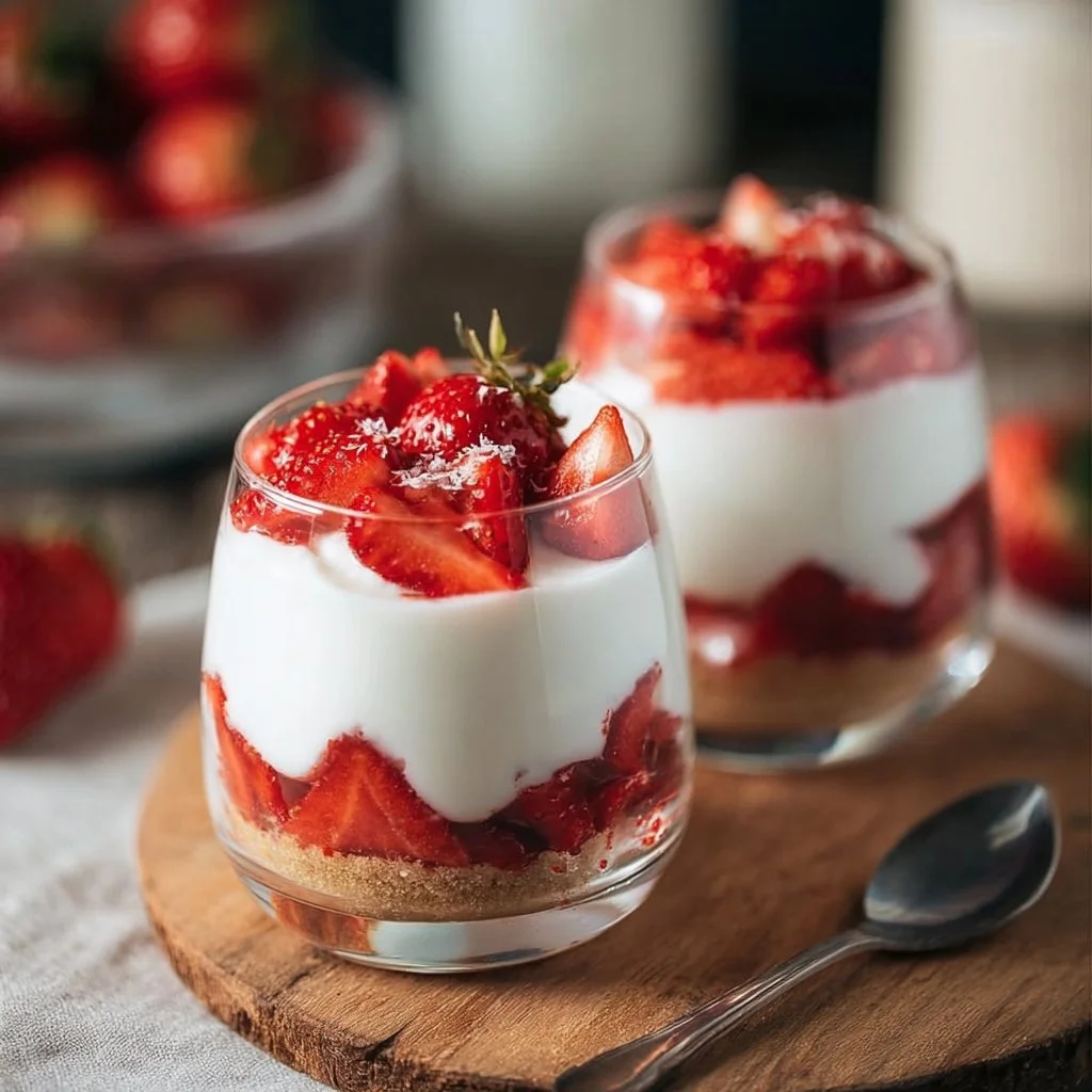 Leichtes Erdbeer-Dessert mit Joghurt