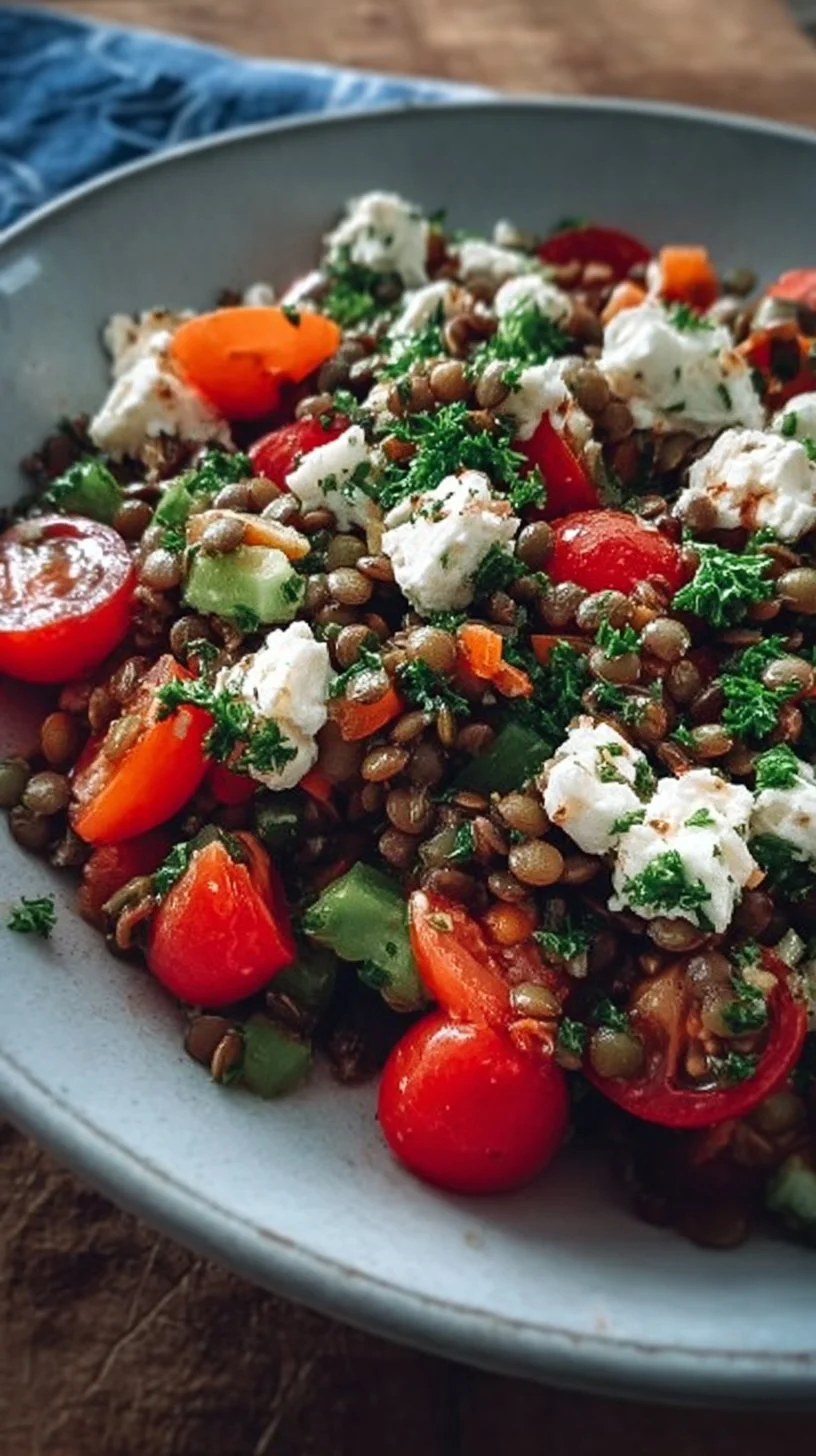 Lentil salad with feta (only 15 minutes!)