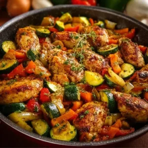 Leckeres Low Carb Chicken aus der Pfanne mit Gemüse.