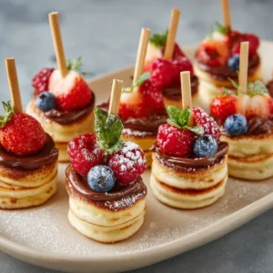 Mini Pancake Skewers als süßer Fingerfood für Feiern und Events