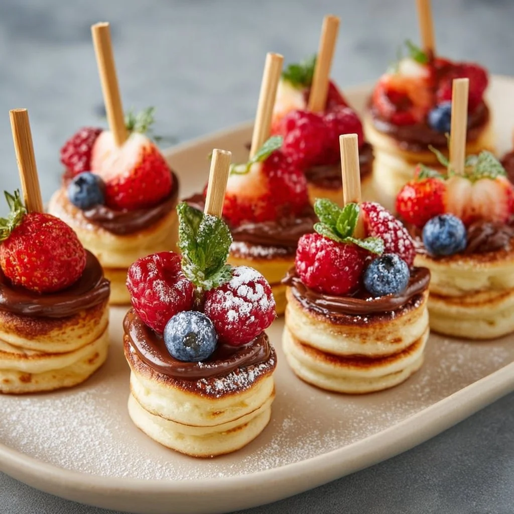 Mini Pancake Skewers als süßer Fingerfood für Feiern und Events