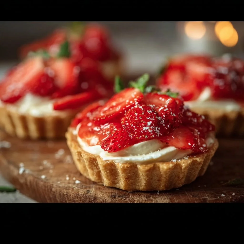 Mürbeteig Tartelettes mit Erdbeeren und Mascarponecreme