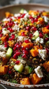 Orientalischer Linsensalat mit frischen Kräutern und Gewürzen