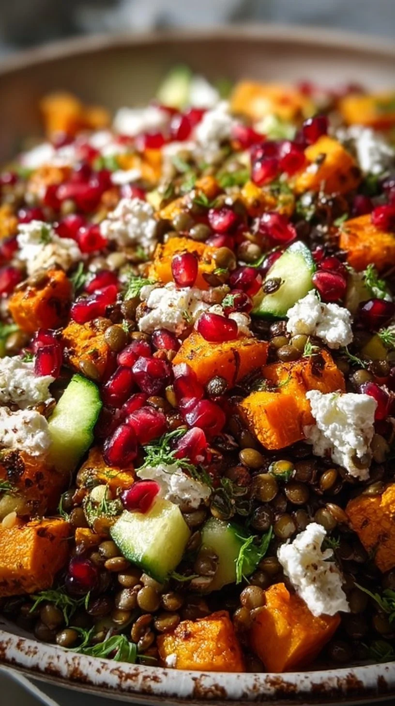 Orientalischer Linsensalat mit frischen Kräutern und Gewürzen