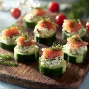 Osterbrunch mit Lachshäppchen, Kräuterfrischkäse und Speck-Eier-Muffins.