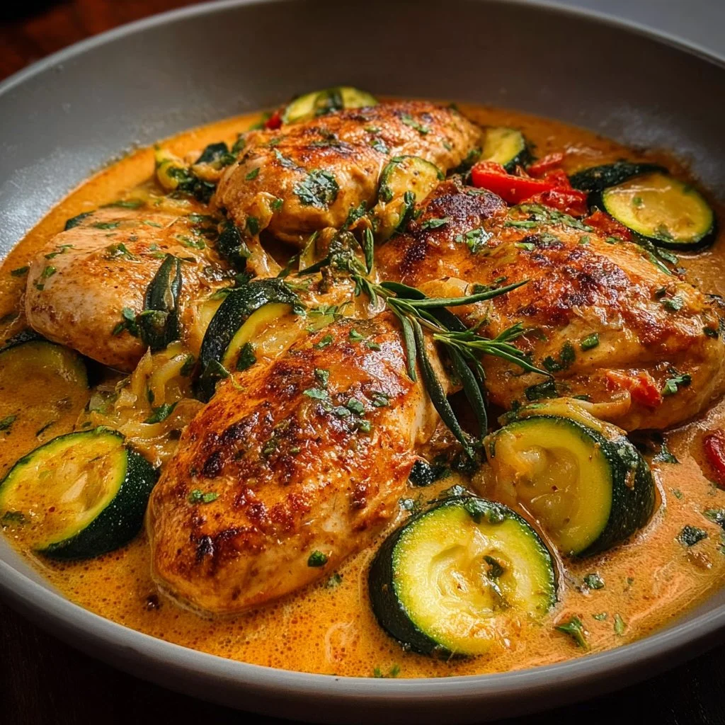 Paprika-Zucchini-Sahne-Hähnchen