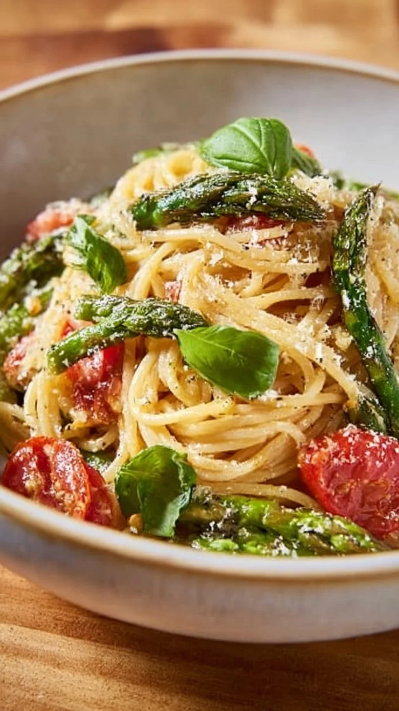 Pasta mit grünem Spargel, ein leckeres und schnelles Rezept für Feinschmecker.
