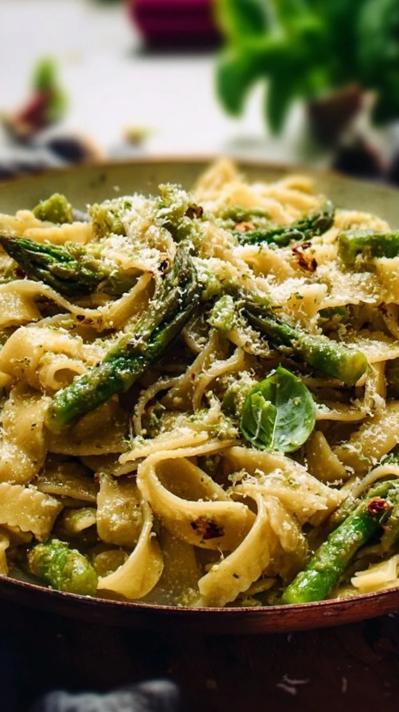 Pasta Rezept mit grünem Spargel & Zitronen