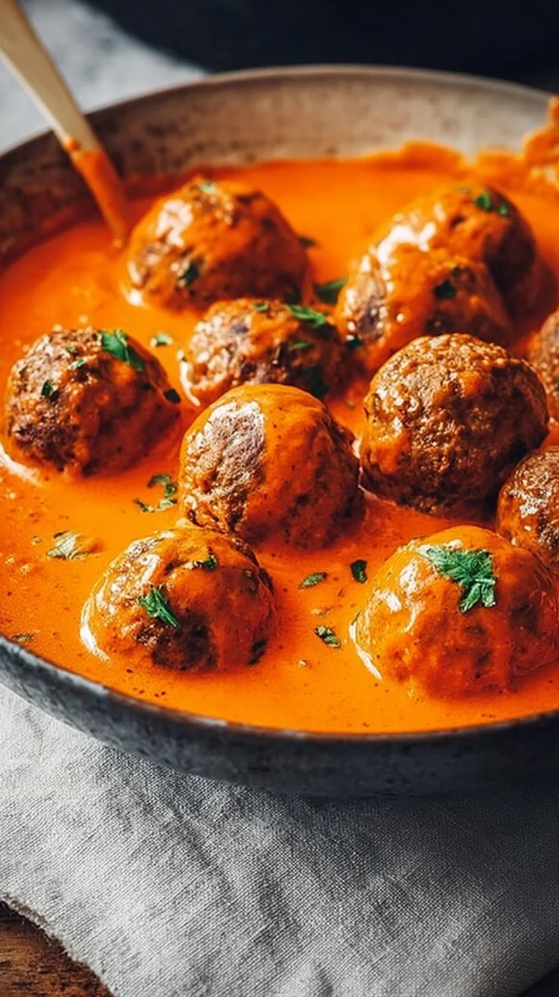 Saftige Tofubällchen in cremiger Paprika-Rahmsauce