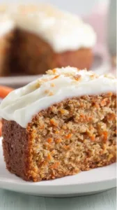 Saftiger Karottenkuchen mit garnierter Glasur und Karottenstreuseln
