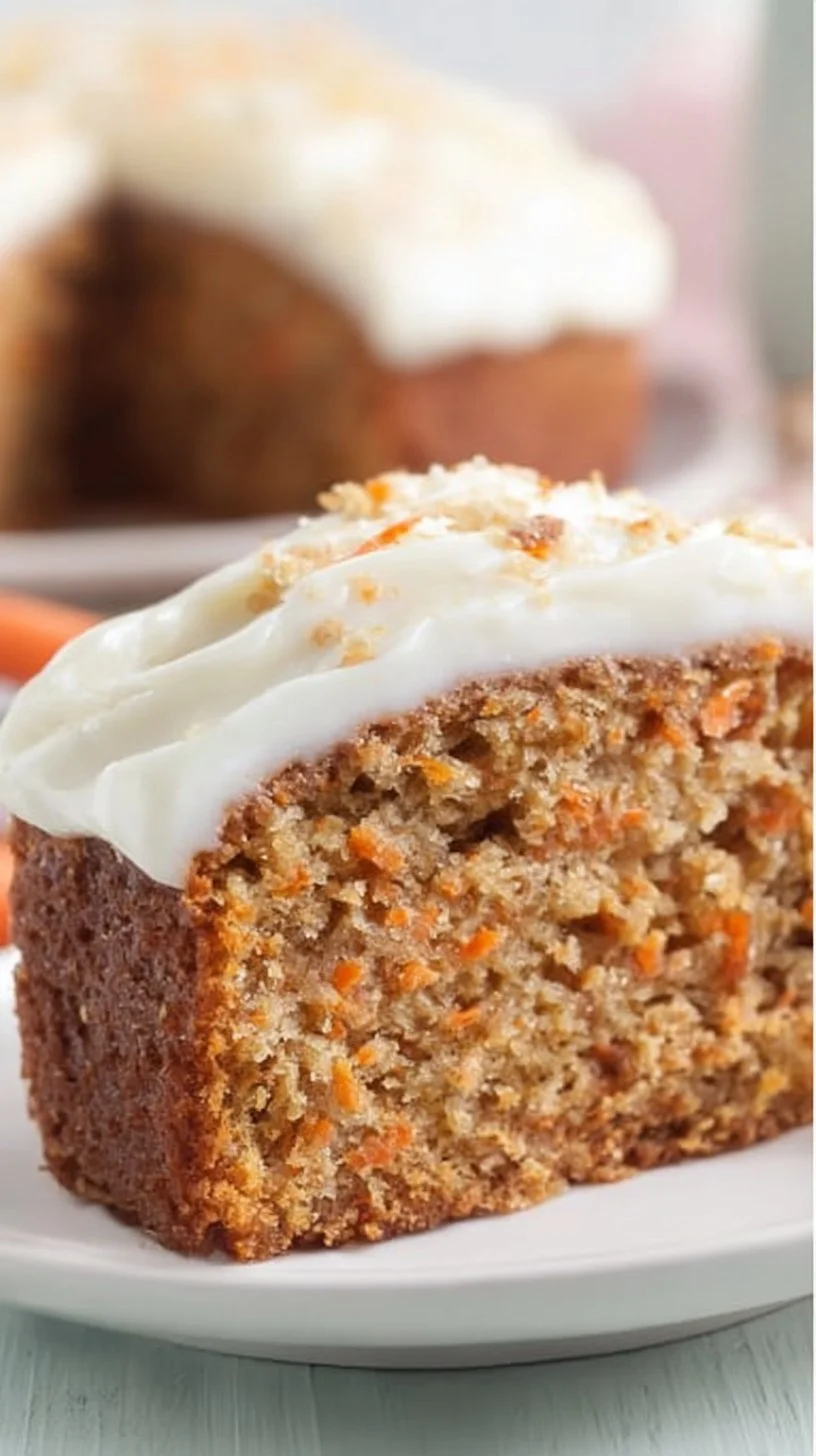 Saftiger Karottenkuchen mit garnierter Glasur und Karottenstreuseln