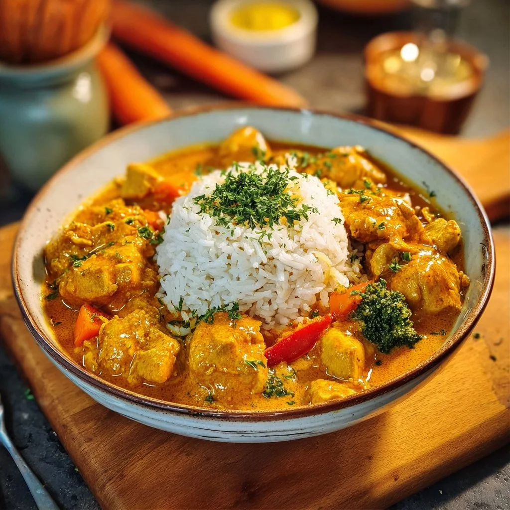 Schnelles Hähnchencurry mit Reis