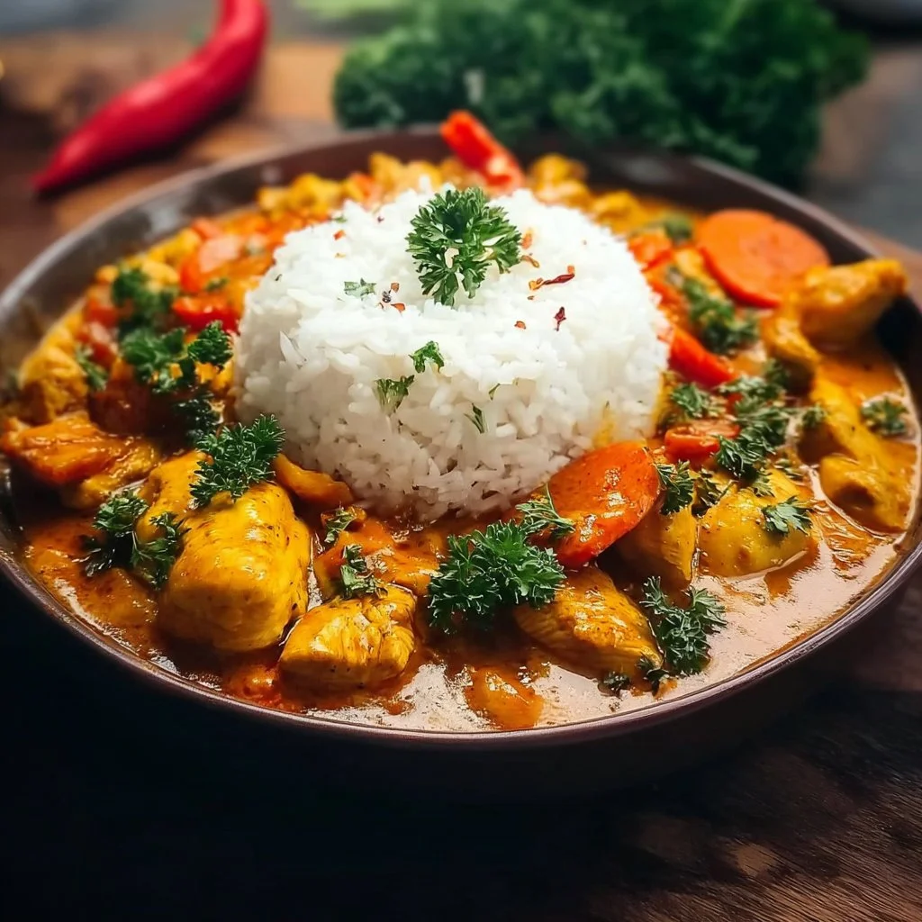 Schnelles Hähnchencurry mit Reis