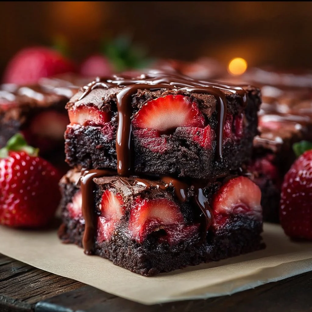 Schoko Erdbeer Brownies