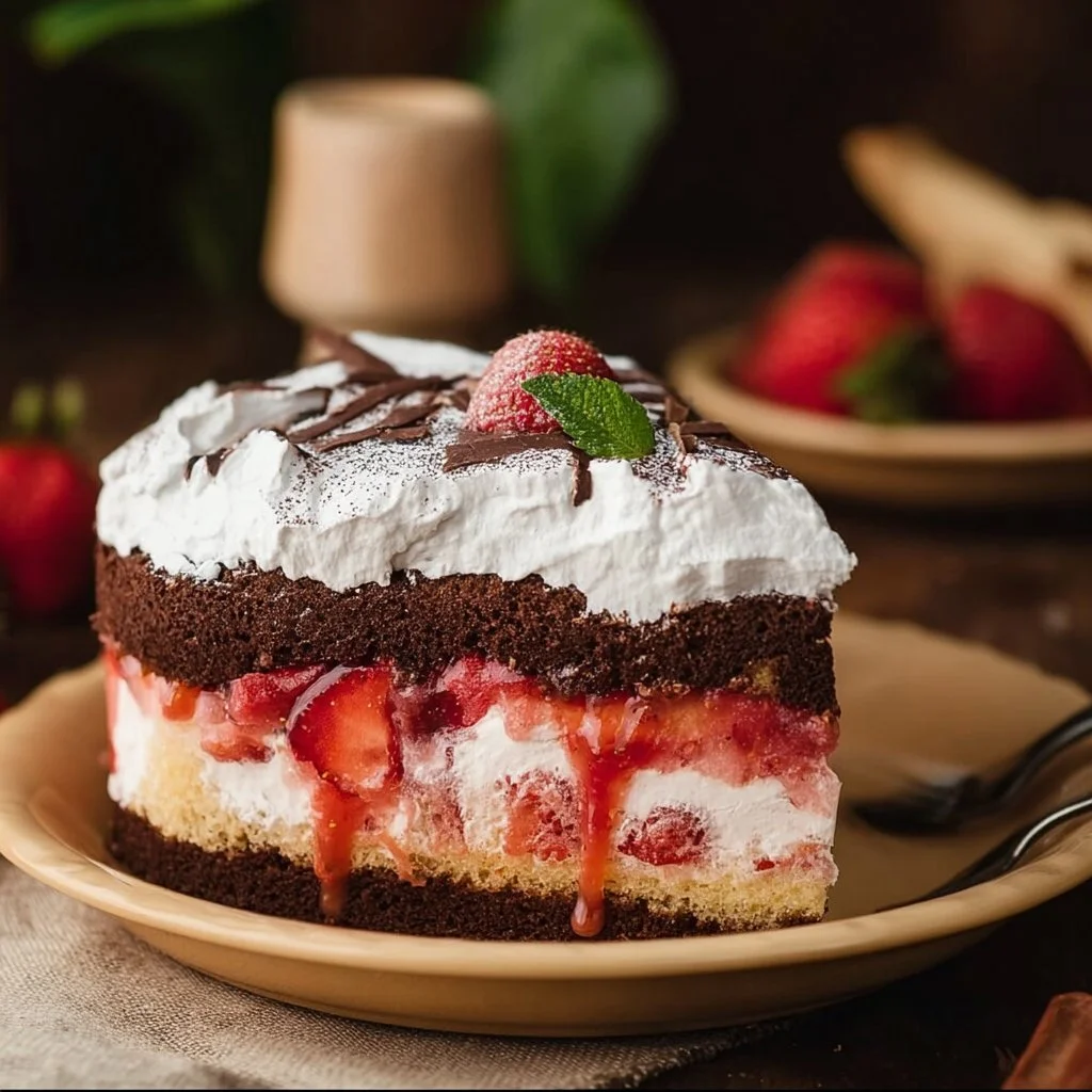 Vegane Erdbeer-Stracciatella-Torte