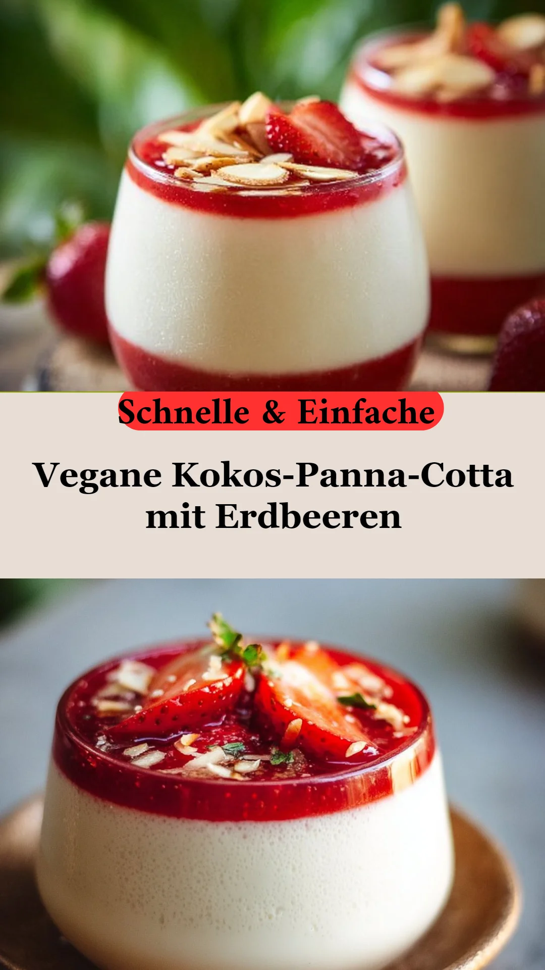 Vegane Kokos-Panna-Cotta mit Erdbeeren
