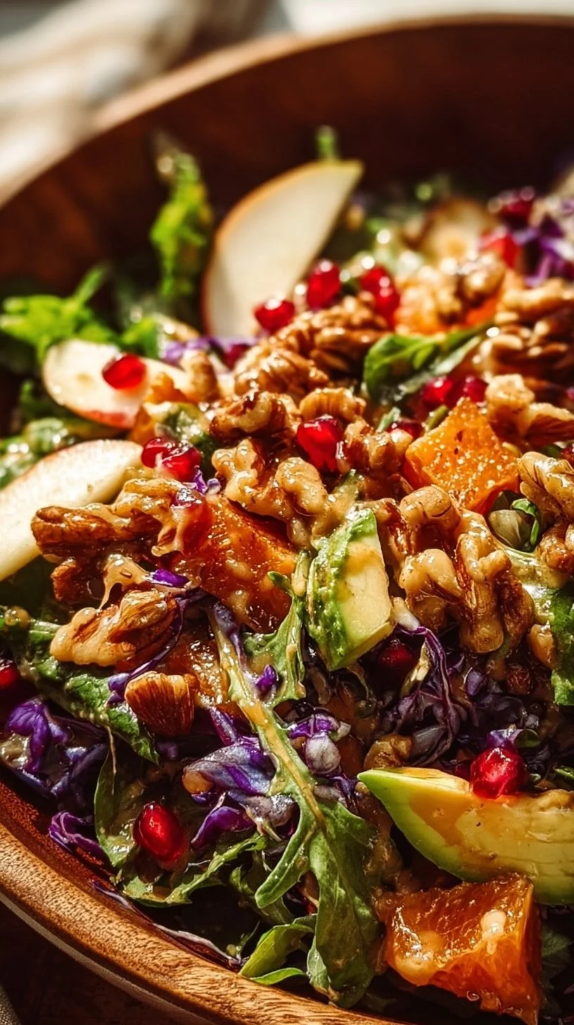 Winter-Weihnachtssalat mit Honig-Senf-Dressing