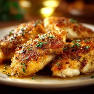 Zartschmelzende Hähnchenbrust auf einem Teller angerichtet