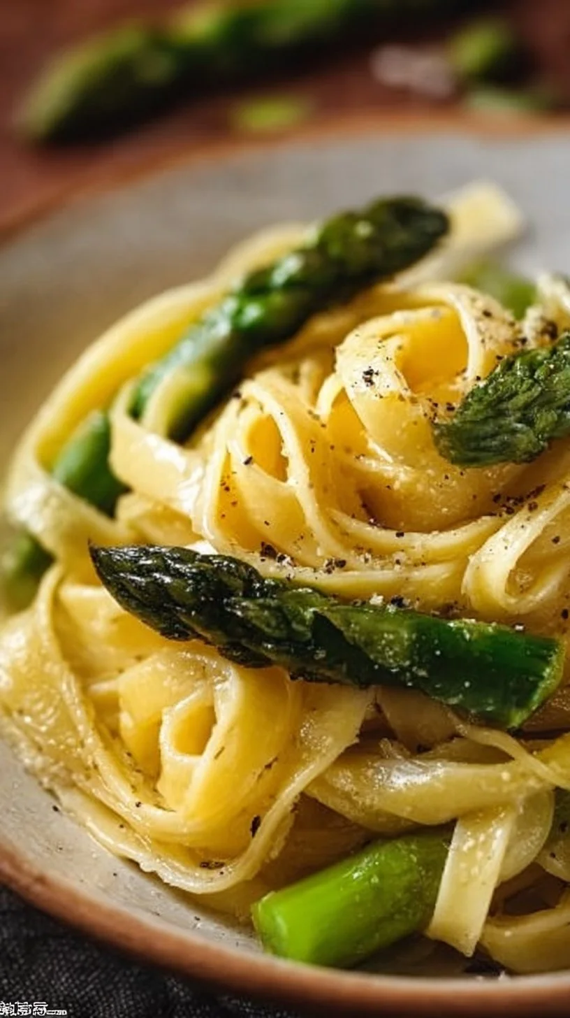 Zitronennudeln mit grünem Spargel