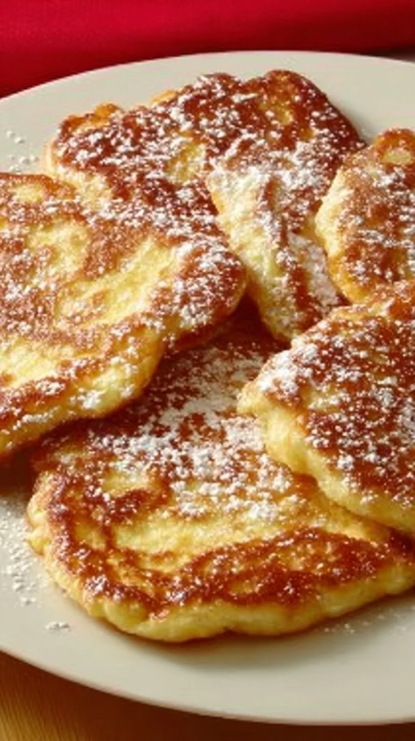 Leckere Apfel-Pfannkuchen auf einem Teller serviert