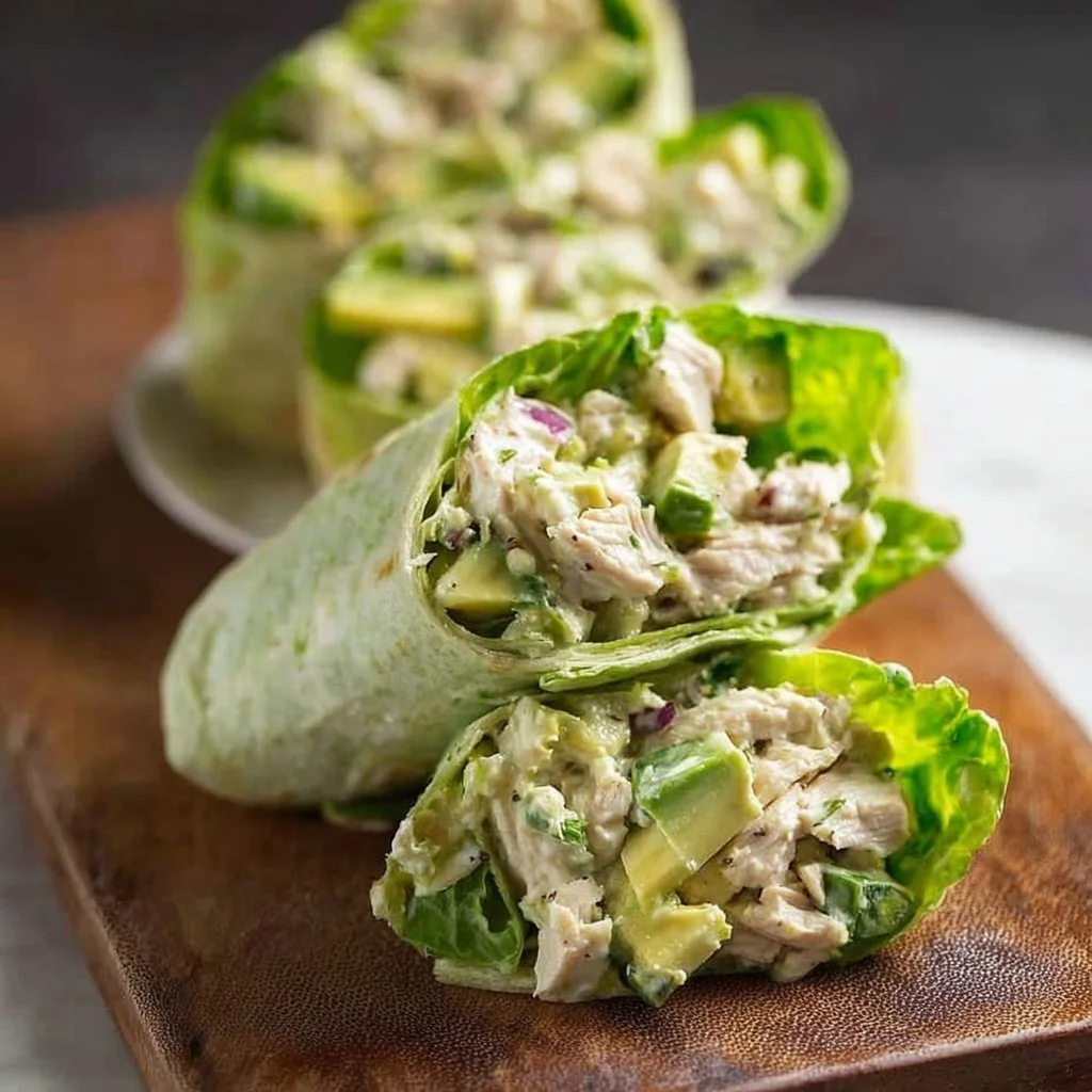Avocado-Hähnchensalat-Wraps