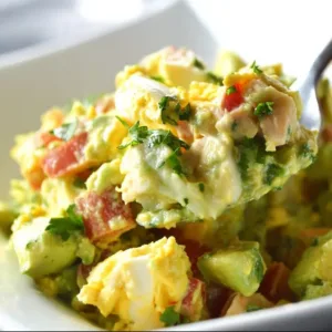 Frischer Avocado-Hühnchen-Eiersalat mit Zutaten