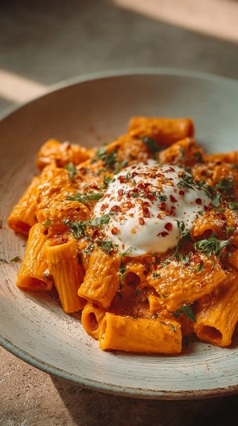 Cremige Tomaten-Knoblauch-Pasta mit frischen Zutaten und einer verführerischen Sauce.