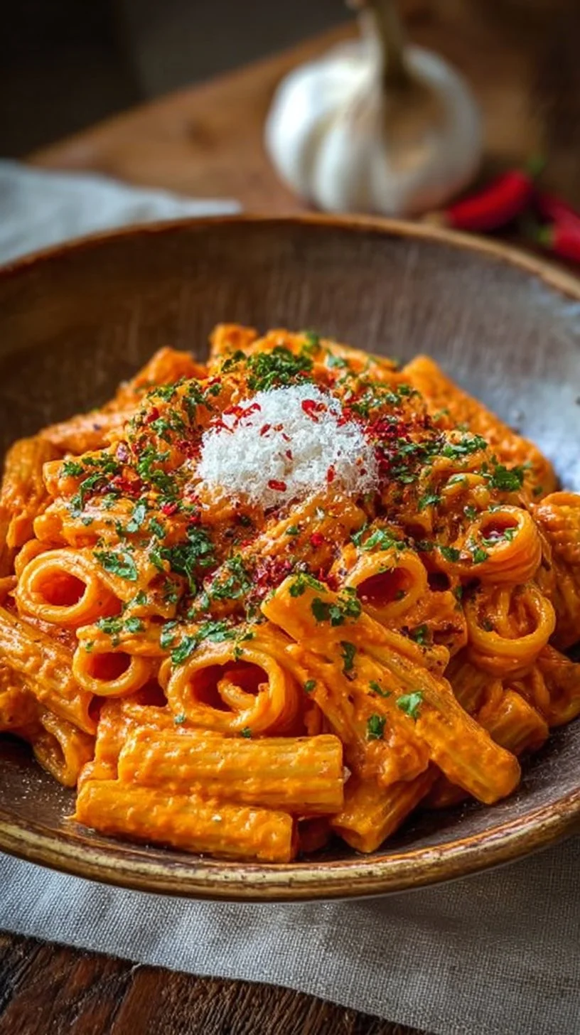 Cremige Tomaten-Knoblauch-Pasta