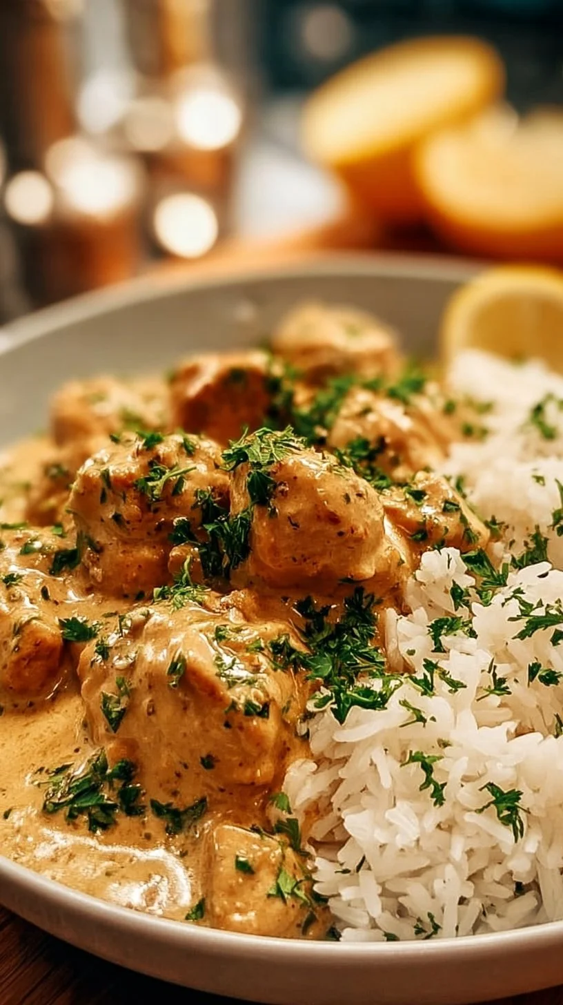 Cremiges Hähnchen mit Reis