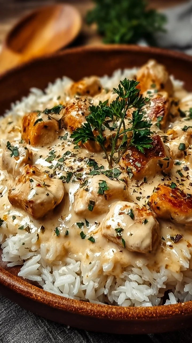 Cremiges Hähnchen mit Reis in 30 Minuten zubereiten