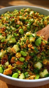 Crispy Reissalat mit frischen Zutaten und knusprigen Texturen