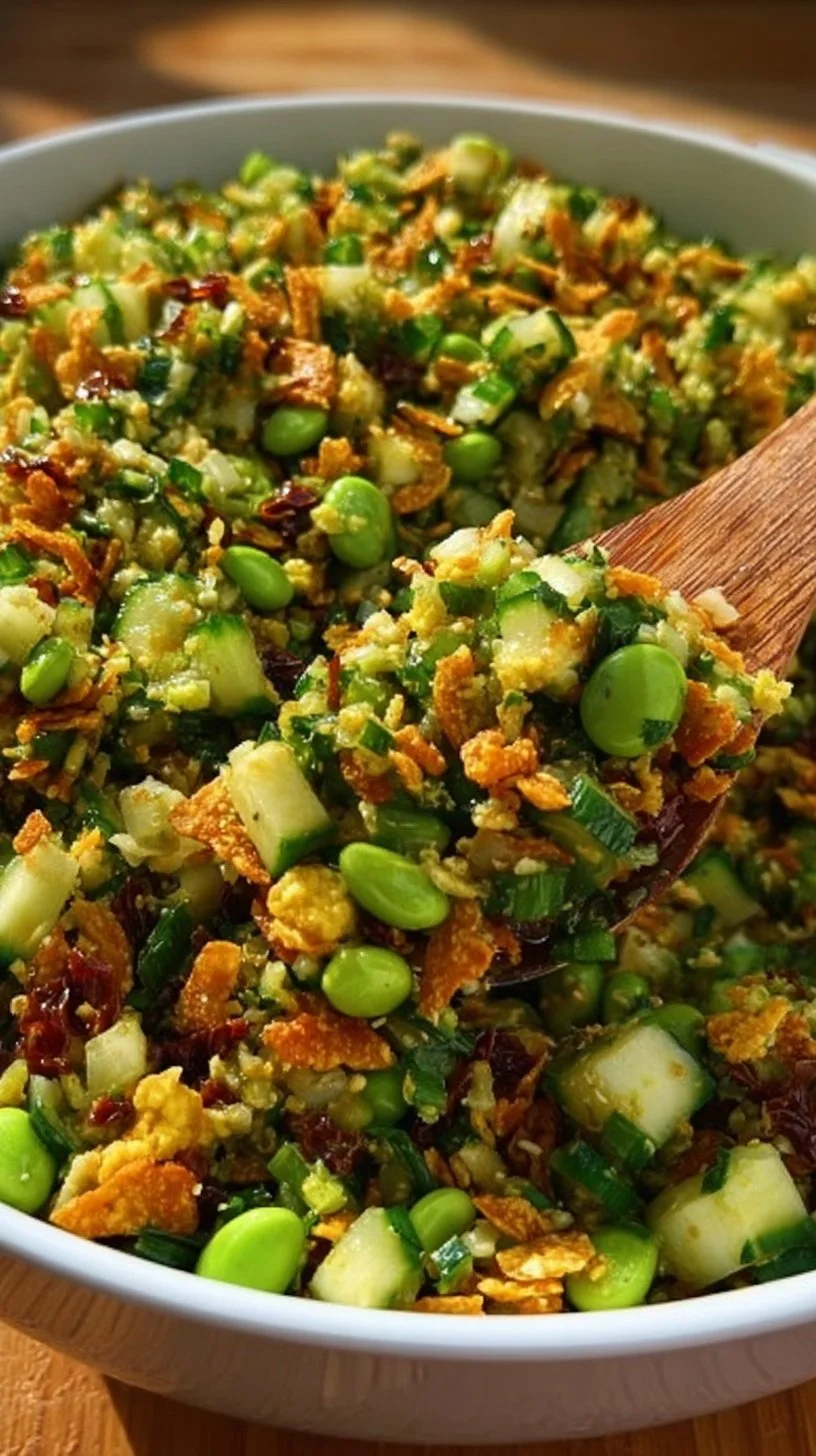 Crispy Reissalat mit frischen Zutaten und knusprigen Texturen
